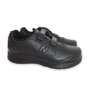 8 2E XW EXTRA WIDE New Balance 577 Hook & Loop Black Leather Walking Shoes